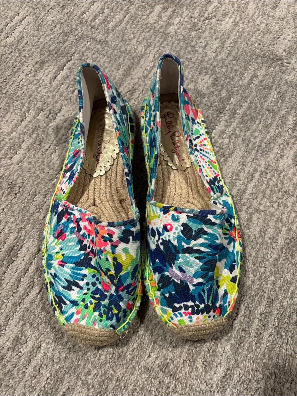Lilly Pulitzer Floral Canvas Slip-On Espadrilles - Women's Blue Multi size 8